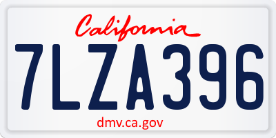 CA license plate 7LZA396