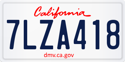 CA license plate 7LZA418