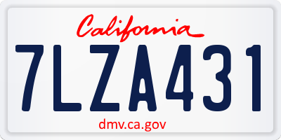 CA license plate 7LZA431