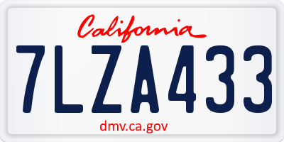 CA license plate 7LZA433