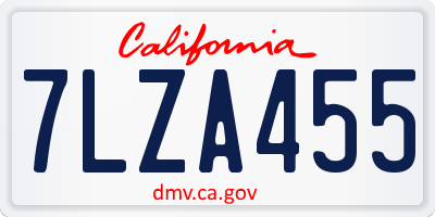 CA license plate 7LZA455