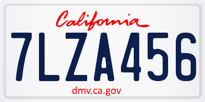CA license plate 7LZA456