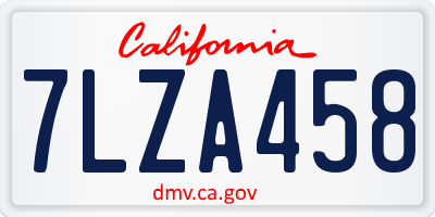 CA license plate 7LZA458