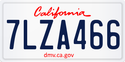 CA license plate 7LZA466