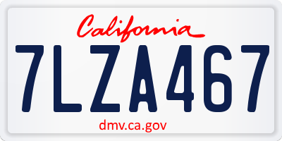 CA license plate 7LZA467