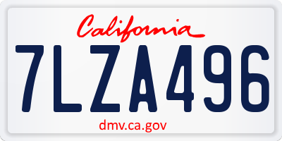 CA license plate 7LZA496