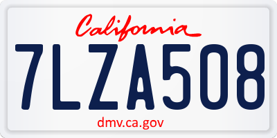 CA license plate 7LZA508