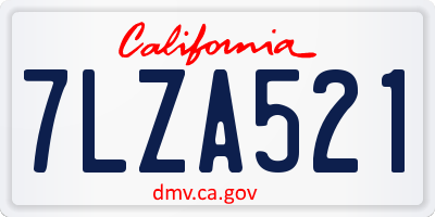CA license plate 7LZA521