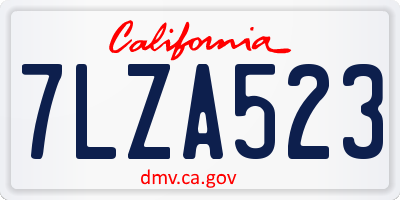 CA license plate 7LZA523