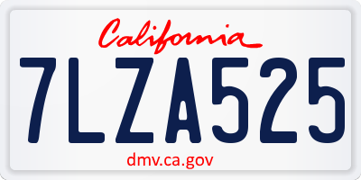 CA license plate 7LZA525