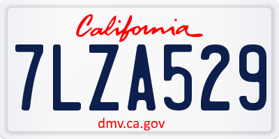 CA license plate 7LZA529