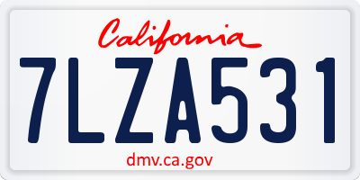 CA license plate 7LZA531
