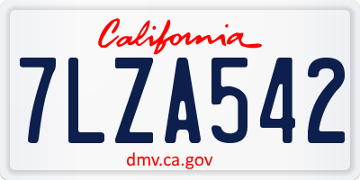 CA license plate 7LZA542