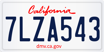 CA license plate 7LZA543