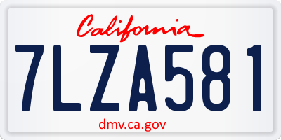 CA license plate 7LZA581