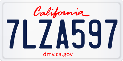 CA license plate 7LZA597
