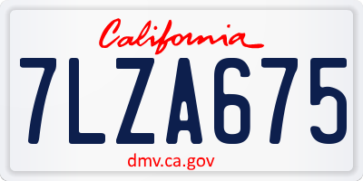 CA license plate 7LZA675