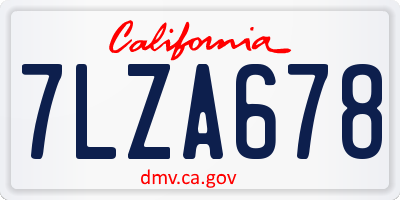 CA license plate 7LZA678