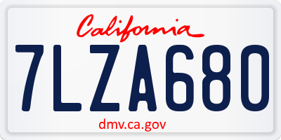 CA license plate 7LZA680