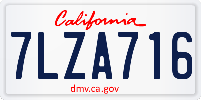 CA license plate 7LZA716