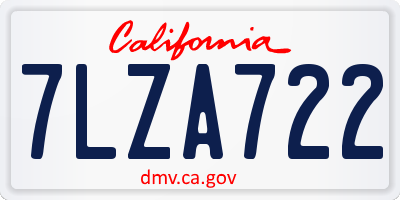 CA license plate 7LZA722