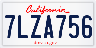 CA license plate 7LZA756