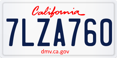 CA license plate 7LZA760