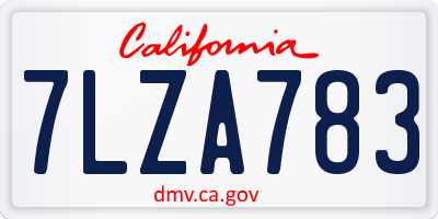 CA license plate 7LZA783