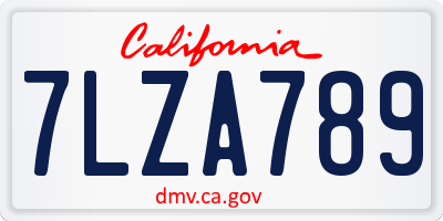 CA license plate 7LZA789