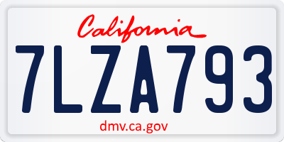 CA license plate 7LZA793