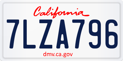 CA license plate 7LZA796