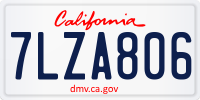CA license plate 7LZA806
