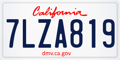 CA license plate 7LZA819