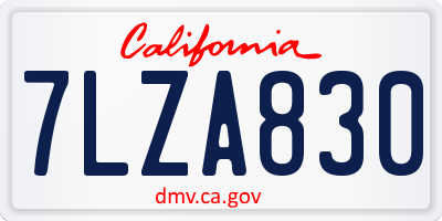 CA license plate 7LZA830