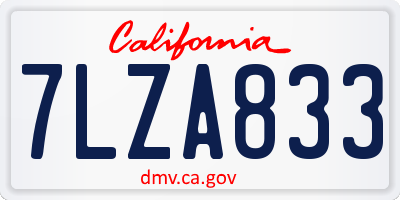 CA license plate 7LZA833