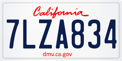 CA license plate 7LZA834