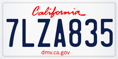 CA license plate 7LZA835