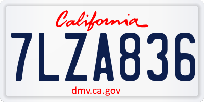 CA license plate 7LZA836