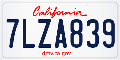 CA license plate 7LZA839
