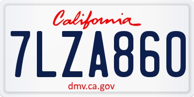 CA license plate 7LZA860