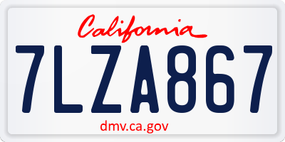 CA license plate 7LZA867