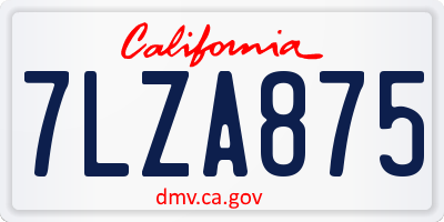 CA license plate 7LZA875