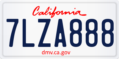 CA license plate 7LZA888
