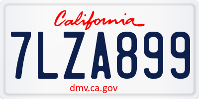 CA license plate 7LZA899