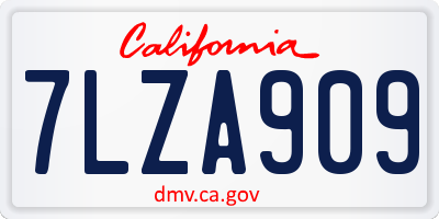 CA license plate 7LZA909