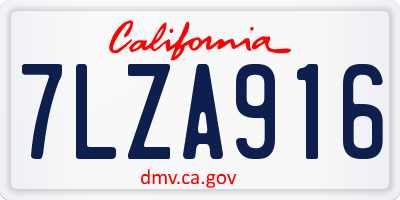 CA license plate 7LZA916