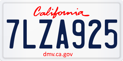 CA license plate 7LZA925
