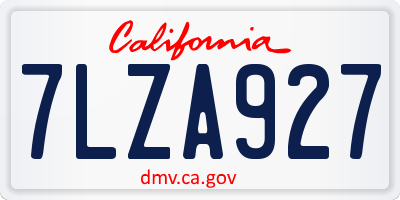 CA license plate 7LZA927