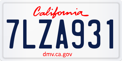 CA license plate 7LZA931