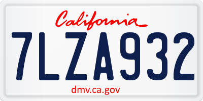 CA license plate 7LZA932